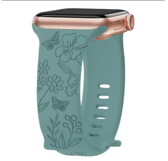 Personalized Floral Butterfly Apple Watch Strap – Printed Silicone