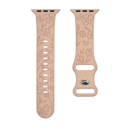 Personalized Floral Butterfly Apple Watch Strap – Printed Silicone