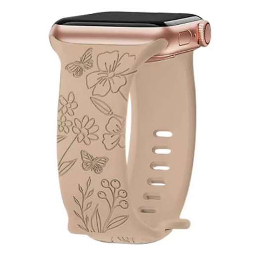 Personalized Floral Butterfly Apple Watch Strap – Printed Silicone
